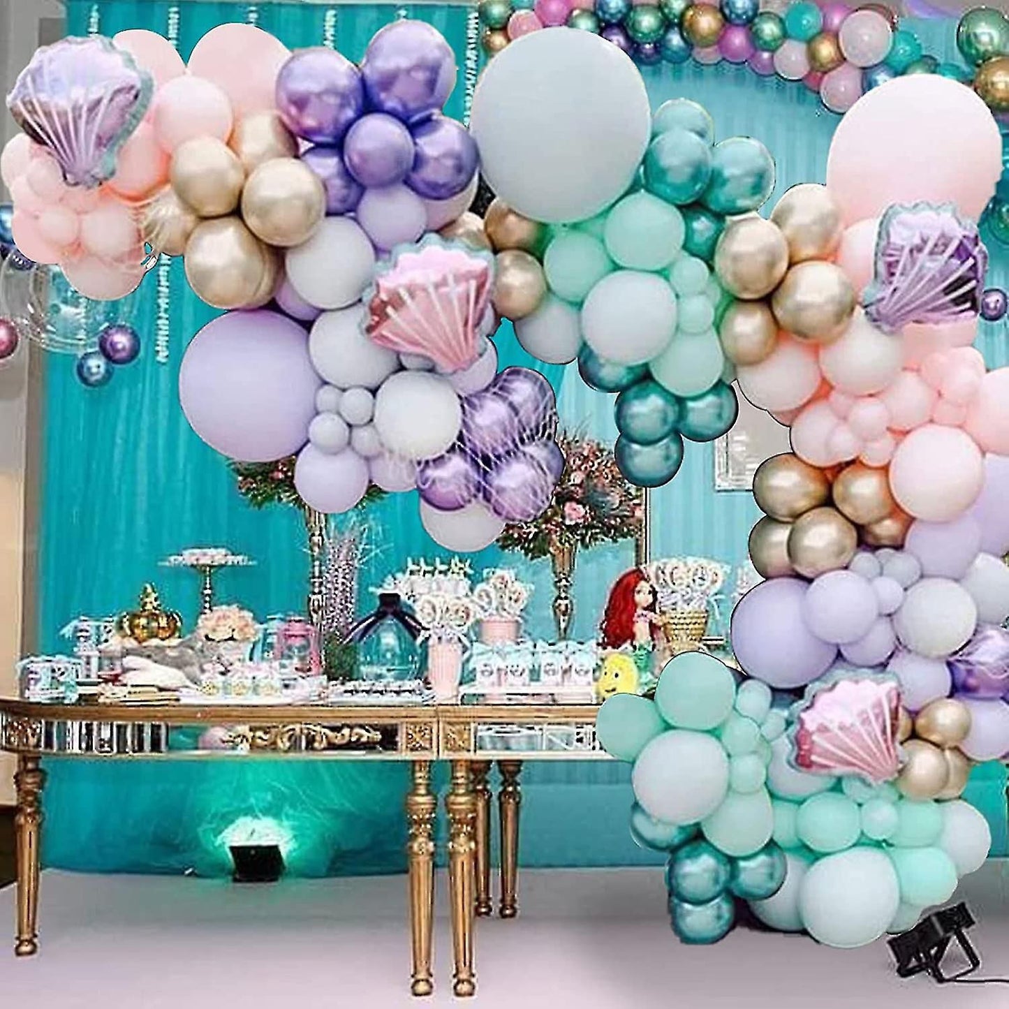 Ballons coquillage sirène sous-marin, 117 pièces, décorations de fête en arc