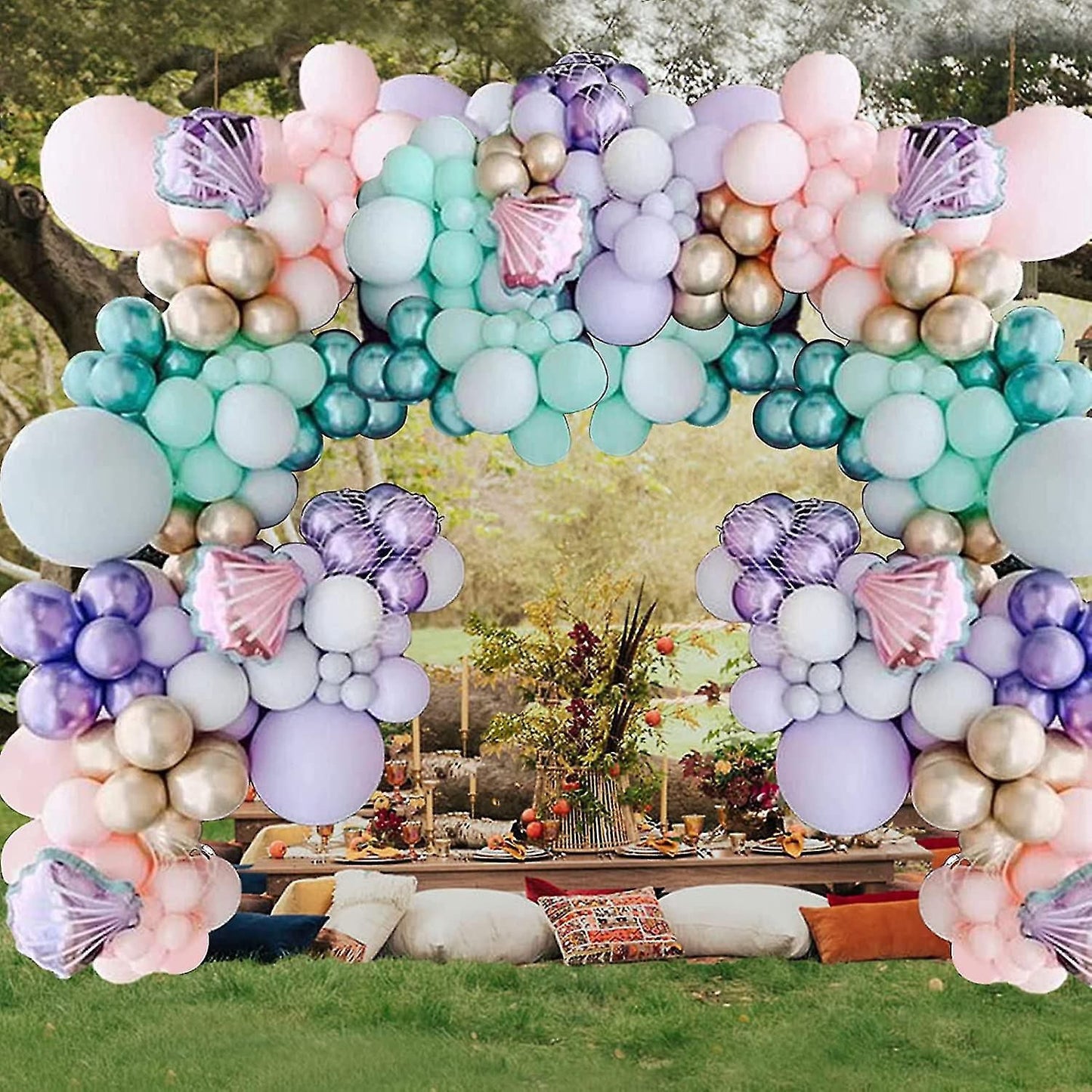 Ballons coquillage sirène sous-marin, 117 pièces, décorations de fête en arc