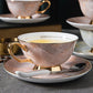 Pink Grey Marble Tea Cup and Saucer Set