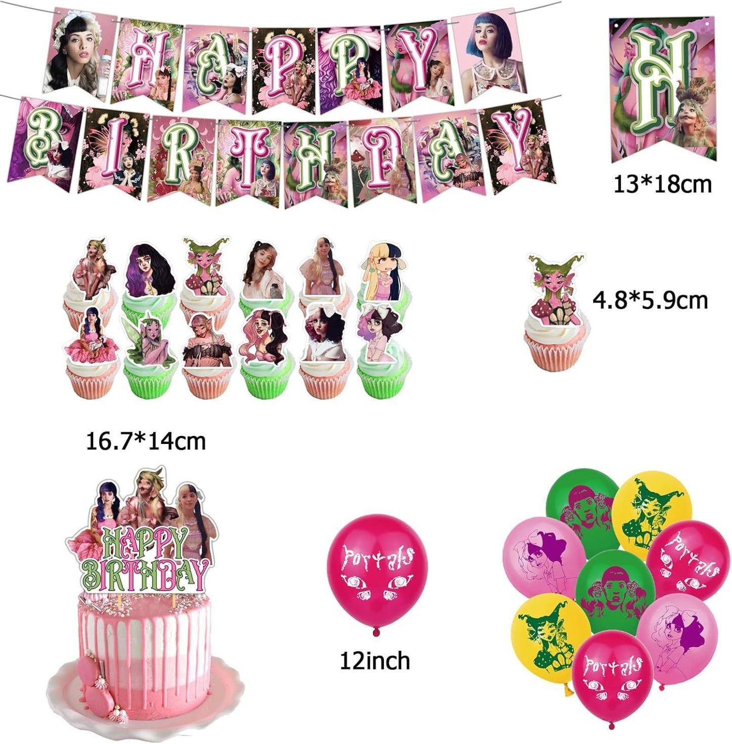 30pcs Cartoon Melanie Birthday Balloons Party Decorations