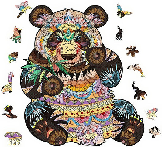 Tribal Panda Bear Jigsaw Puzzles - Unique Shaped Wooden Puzzles