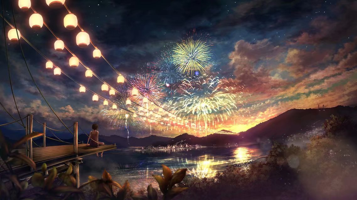 Anime Landscape Fireworks Night 1000 Pieces Jigsaw Puzzles