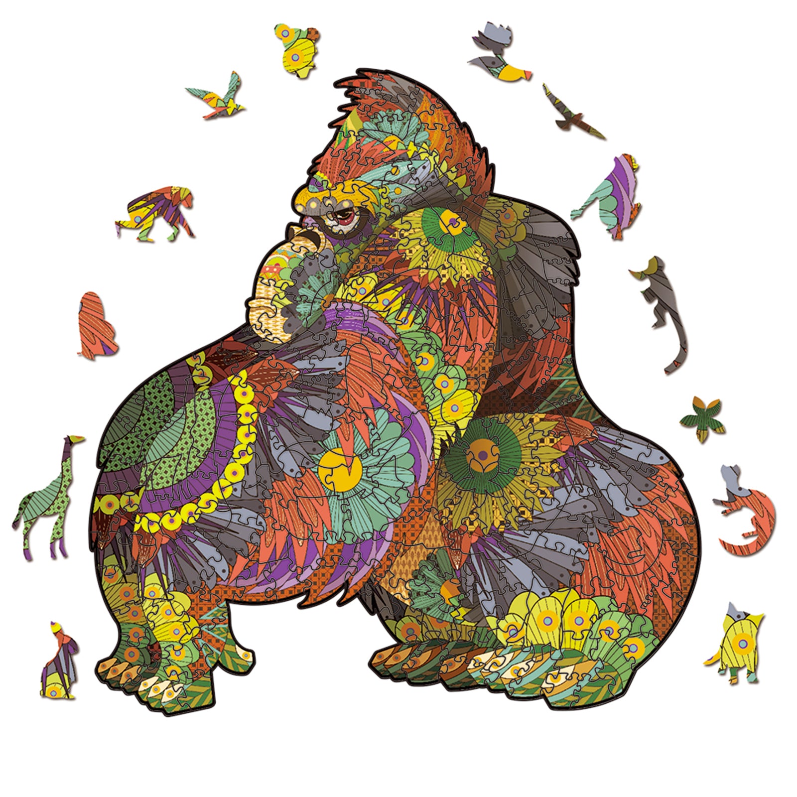 Multi Colored Decorative Gorilla Beautiful Animal Shapped Puzzle Intellectual Game Toy