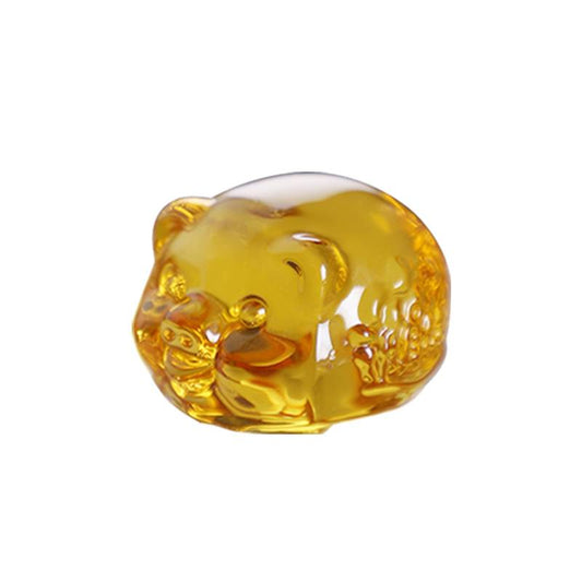 Crystal Clear Golden Pig Tea Pets Resin Crafts
