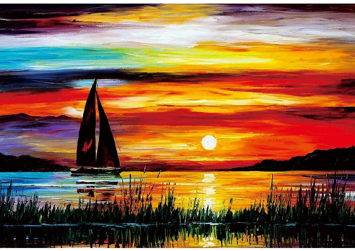 Sunrise with Sailboat 1000 Pieces Wooden Jigsaw Puzzle