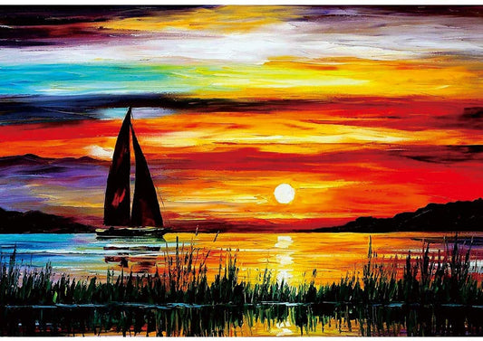 Sunrise with Sailboat 1000 Pieces Wooden Jigsaw Puzzle