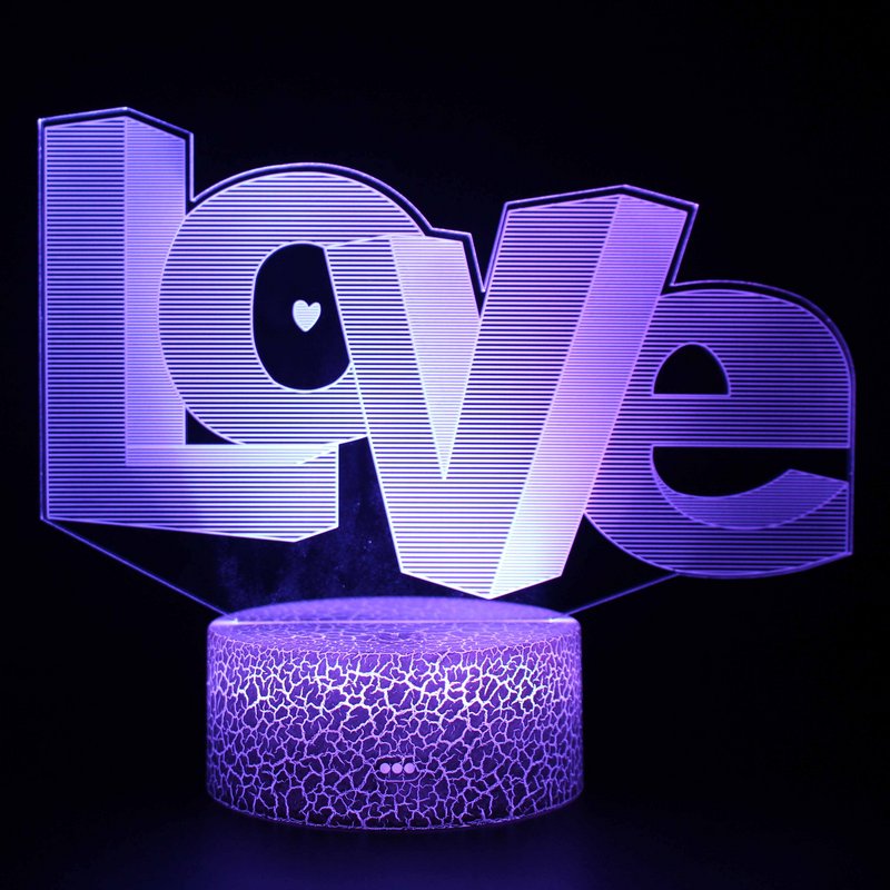 3D Love Graffiti Letters Illusion Lamp Valentine Day Night Light