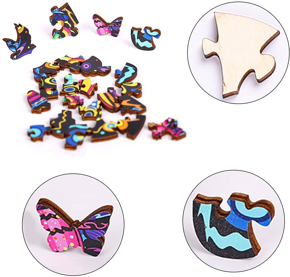 Colorful Butterfly Jigsaw Puzzles Magic Unique Animal Shaped Wooden Puzzles