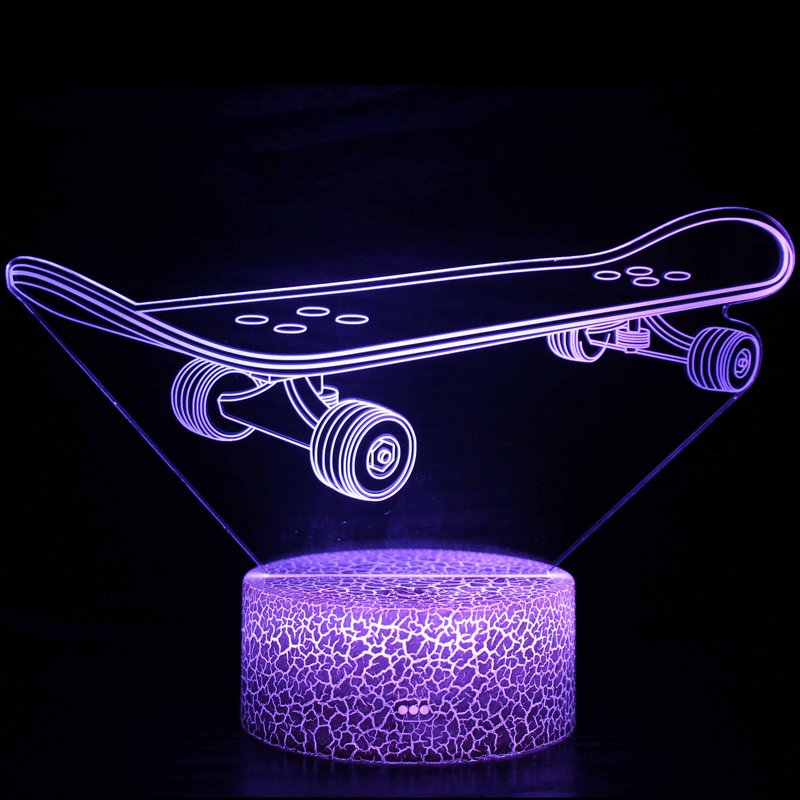 Skateboard Sport Equiment 3D Night Light Lamp