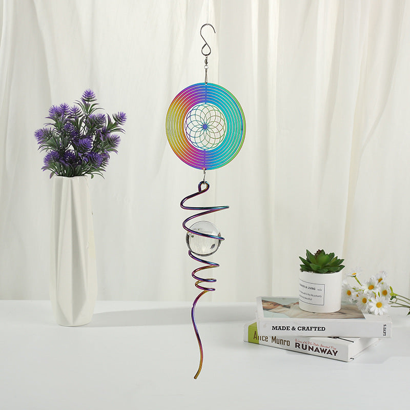 Rainbow Gradient Color Seed of Life Hanging Twister Wind Spiner