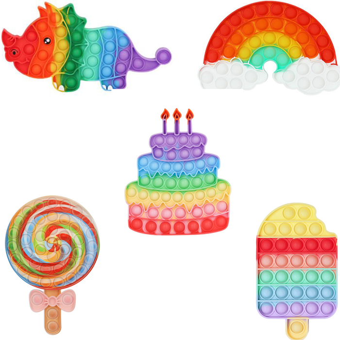 Cute Colorful Pop Bubble Fidget Toy Squeeze Sensory Toy 5 packs per set