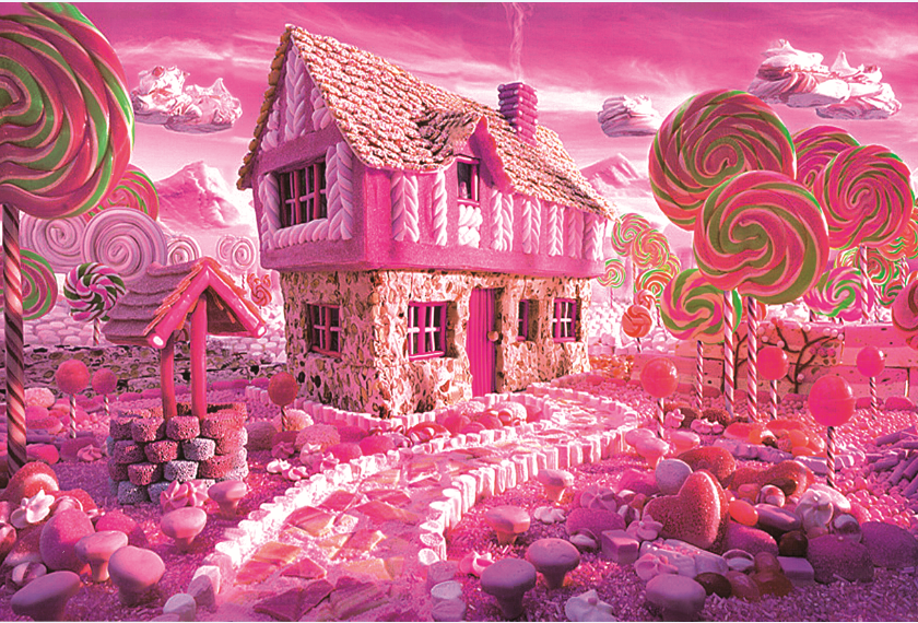 Pink Cartoon Lollipop Candy House 1000 Pieces Jigsaw Puzzles