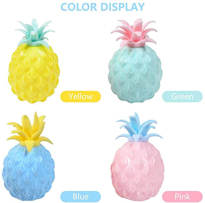 4 Pcs Pineapple Squeeze Toy Orbeez Stress Ball Squishy Pressure Fidget Toys (Random Color)