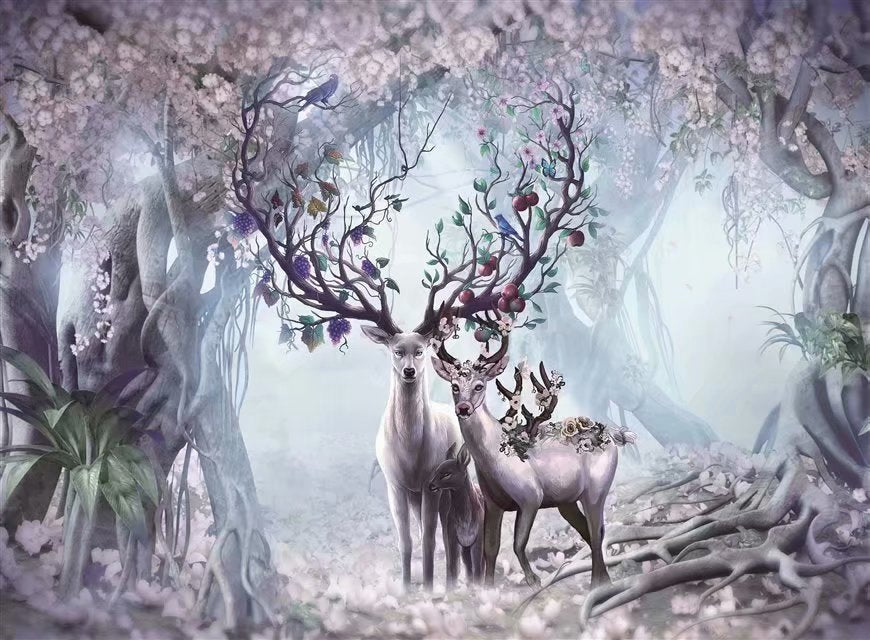 Magical Fairy Wood Deer Family Art 1000 Pieces Jigsaw Puzzles