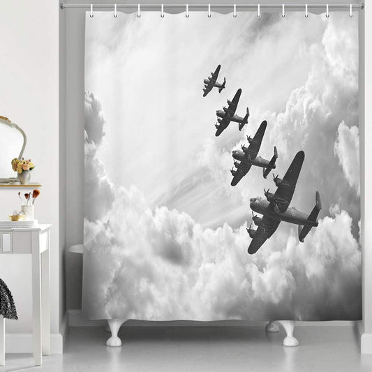 Retro Airplane Avro Lancaster Air Force Shower Curtain 