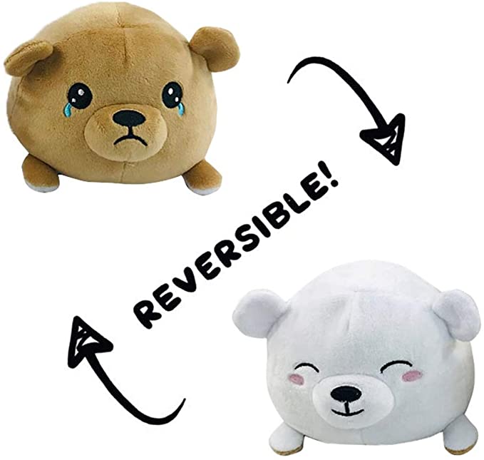 Bear Stuffed Animal Emotion Mood Changing Happy Crying Reversible Plushies