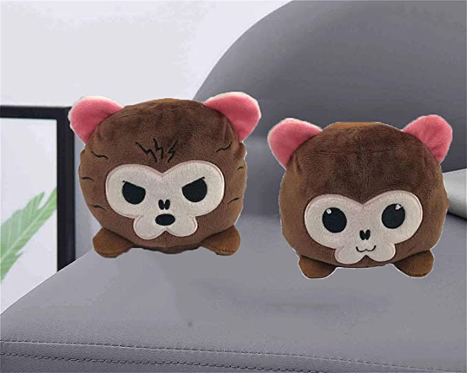 Mini Monkey Stuffed Animal Emotion Mood Changing Happy Angry Mad Reversible Plushies