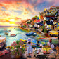 Little Girl Waiting at Seaside Village View Oil Painting Art 1000pcs Jigsaw Puzzle Game