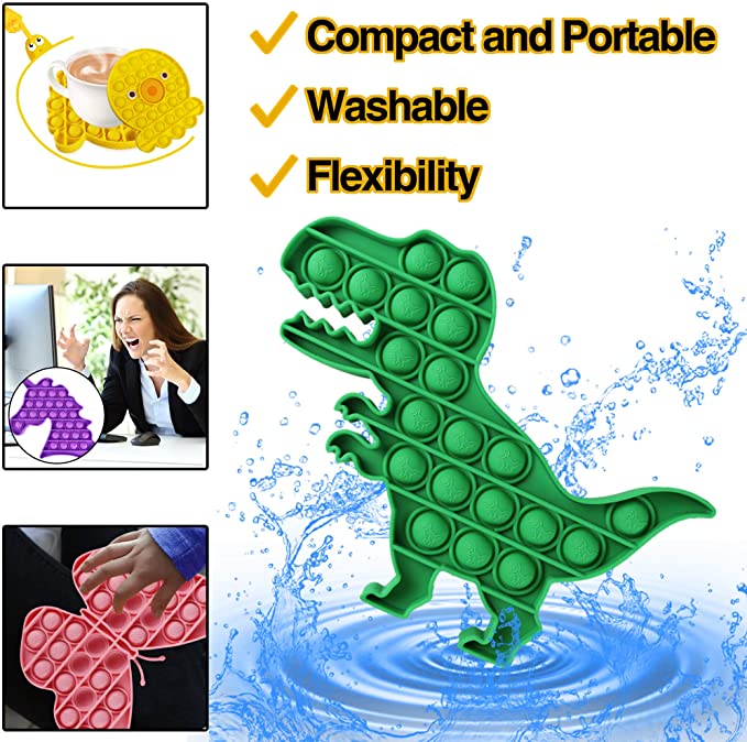4 Pack Pop It Fidget Toy Kids Animal Mini Bubble Sensory Unicron Dinosaur Butterfly Octopus