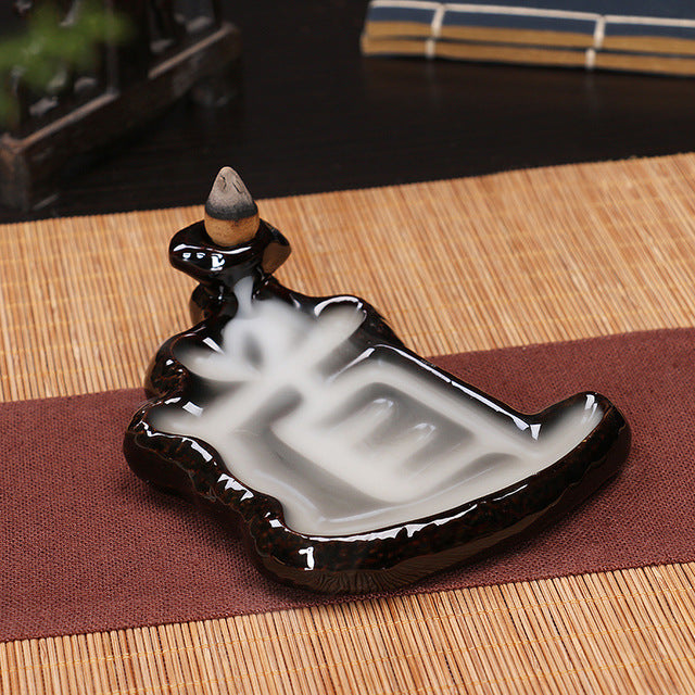 Black Porcelain Tao Shape River Backflow Incense Burner