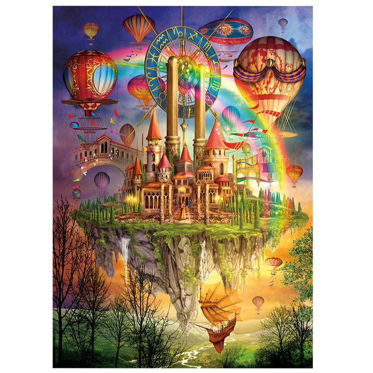 Colorful Hot Air Balloon Rainbow Castle 1000 Pieces Jigsaw Puzzles