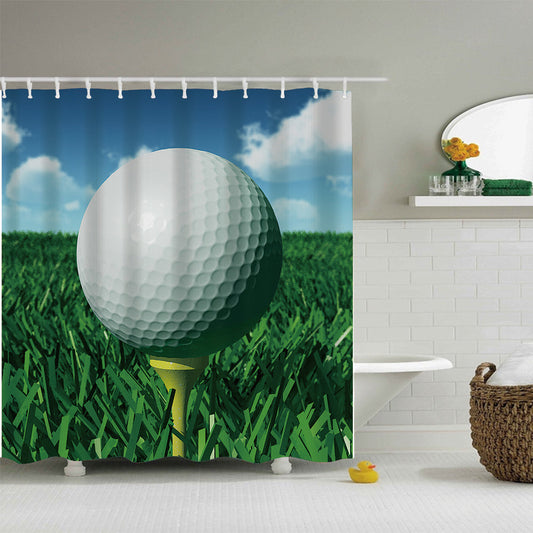 Golf Sport Grass Teed Up Golf Ball Shower Curtain
