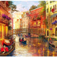 Peinture à l'huile Venise Grand Canal avec bateaux au coucher du soleil 1000 pièces Puzzles