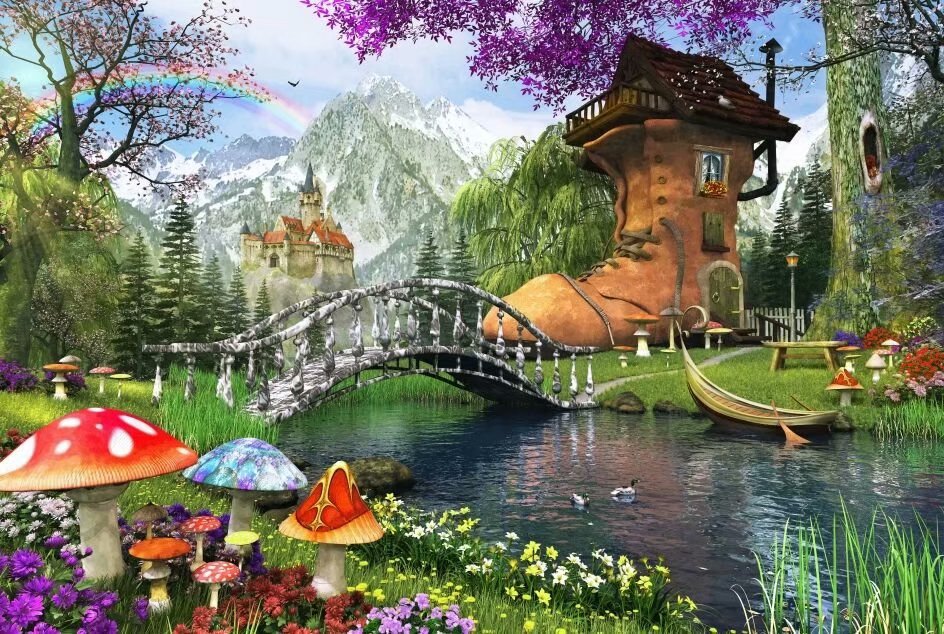 Dreamy World The Old Shoe House Cartoon 1000 Pieces Jigsaw Puzzles