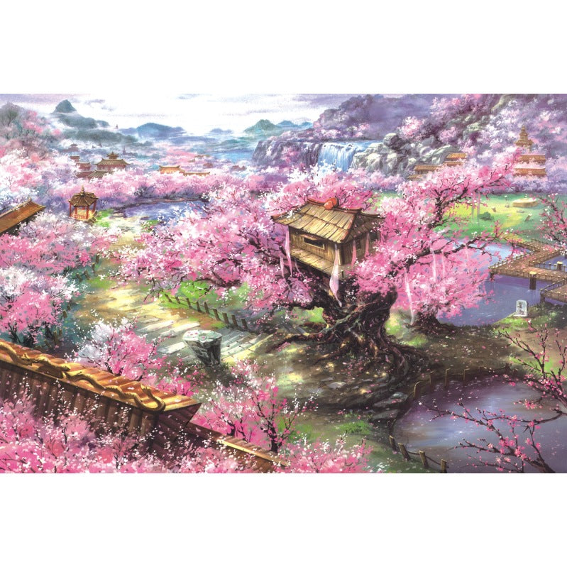 Lodge on Cherry Blossoms Tree 1000 Pieces Jigsaw Puzzles