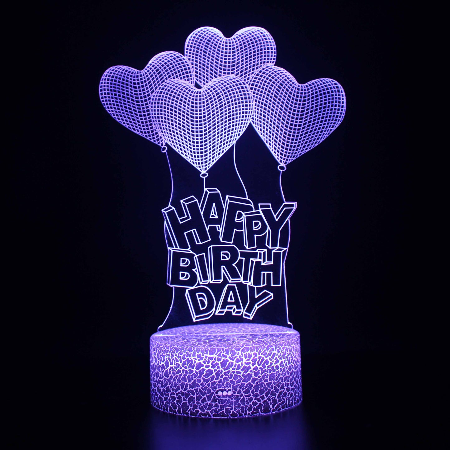 Happy Birthday Heart Shape Balloon 3D Night Light