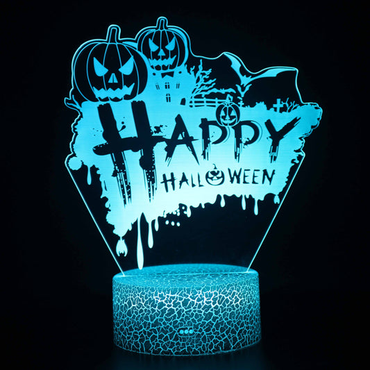 Happy Halloween Quotes Pumkpin 3D-Nachtlampe