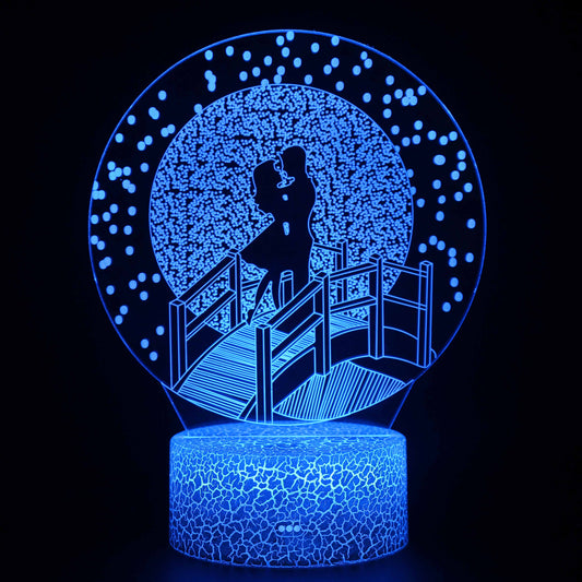 Love Couple Kissing 3D LED Night Table Lamp for Valentine Lover Gift