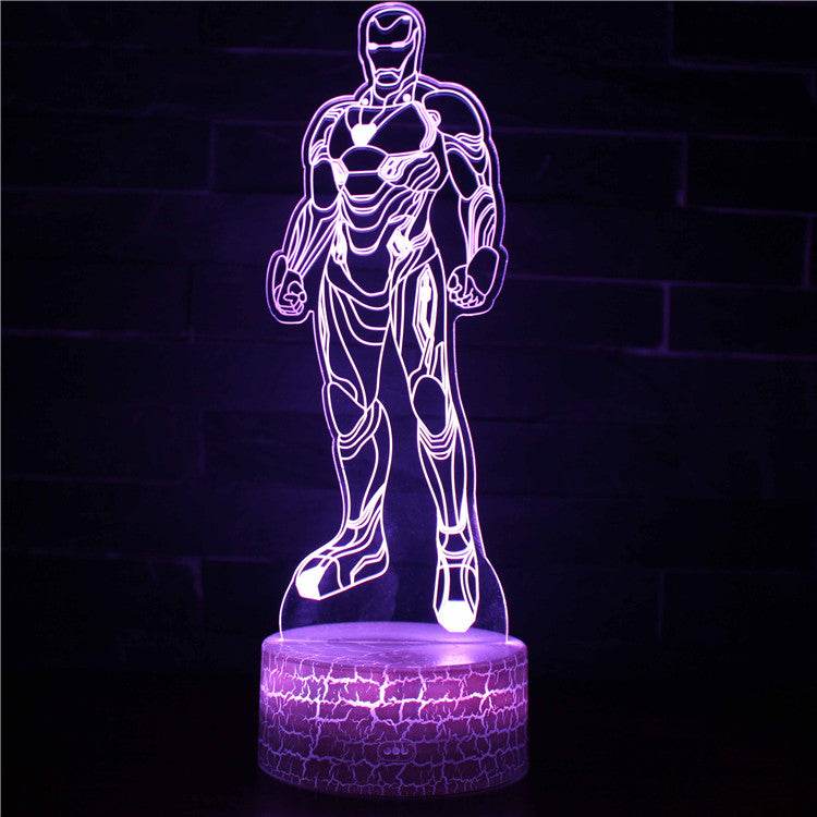 Veilleuse Iron Man, Lampe Marvel, Illusion 3D, Décoration de terrasse LED