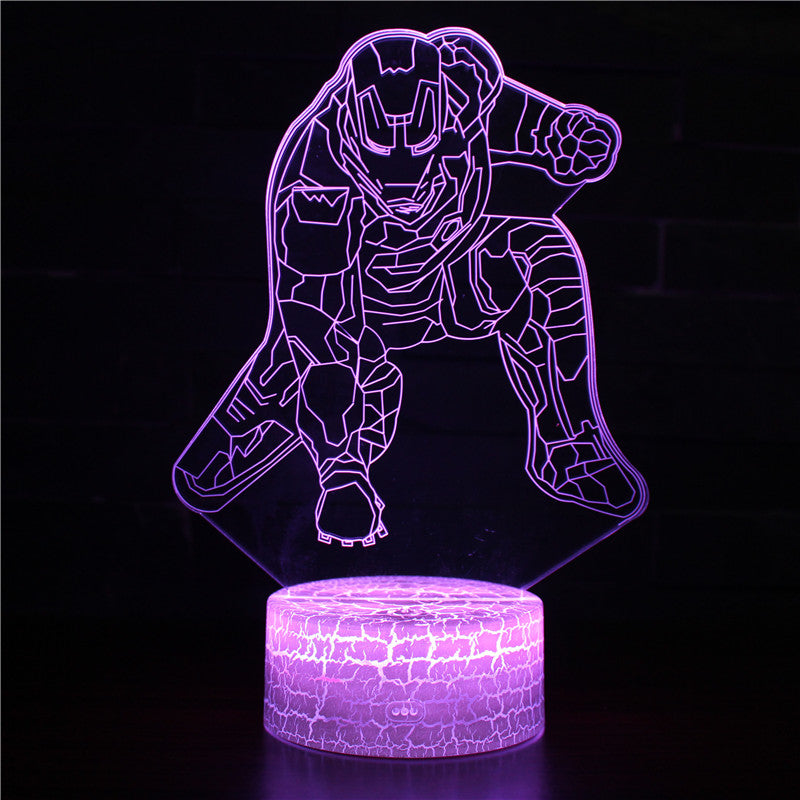 Veilleuse Iron Man, Lampe Marvel, Illusion 3D, Décoration de terrasse LED