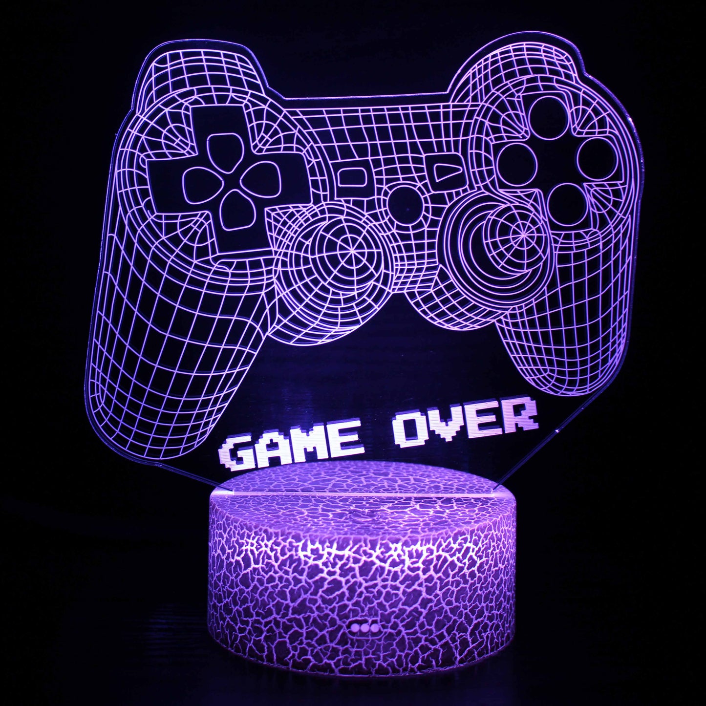 3D Gamepad Illusion Pixel Game Over LED Night Light Gamer Gift