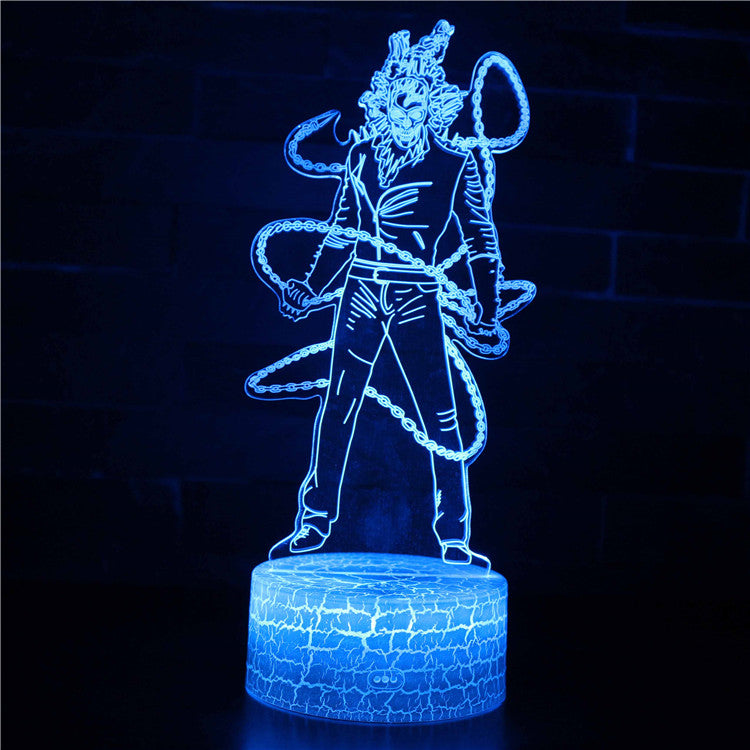 Ghost Rider Lampe, Superheld Nachtlicht, 3D Illusionslampe, LED Touch Schalter, Deck Dekor