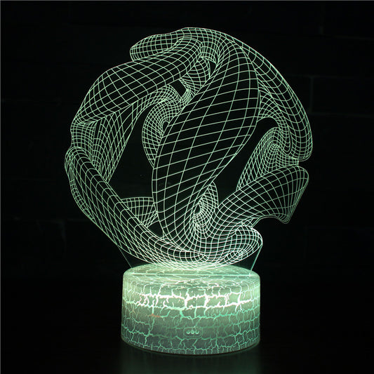 Circle Spiral Loop Knot 3D Illusion Night Light