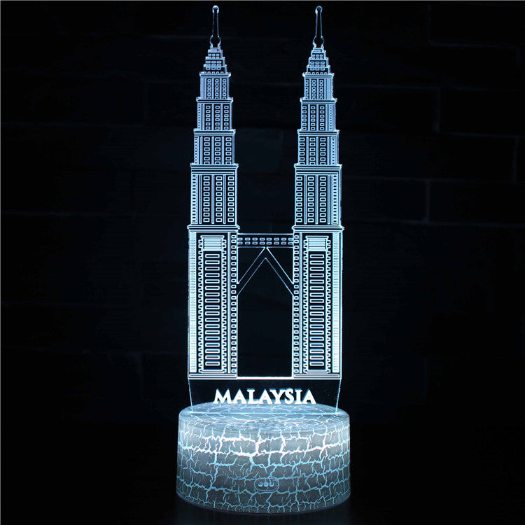 Malaysia Petronas Towers Famous Building 3D Night Light
