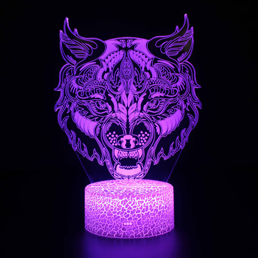 Awesome Gothic Abstract Wolf 3D Night Light