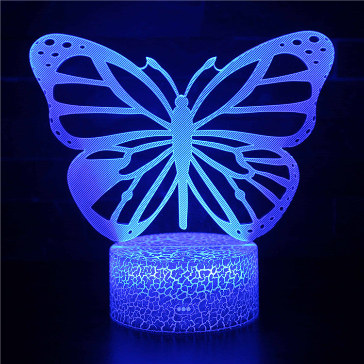 Summer Colorful Purple Butterfly 3D Night Light