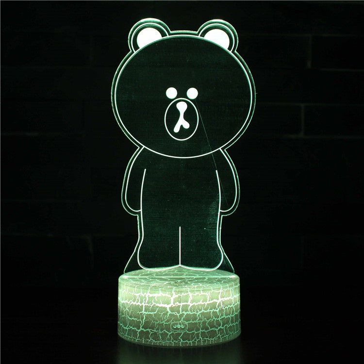 Line Brown Bear 3D Night Light