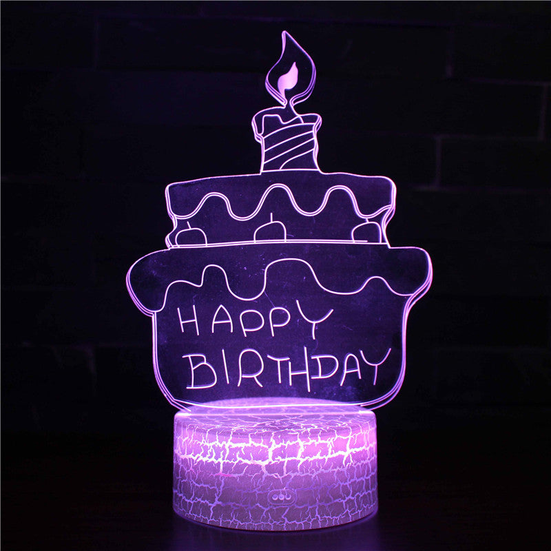 Happy Birthday Cake Gift Idea 3D Night Light