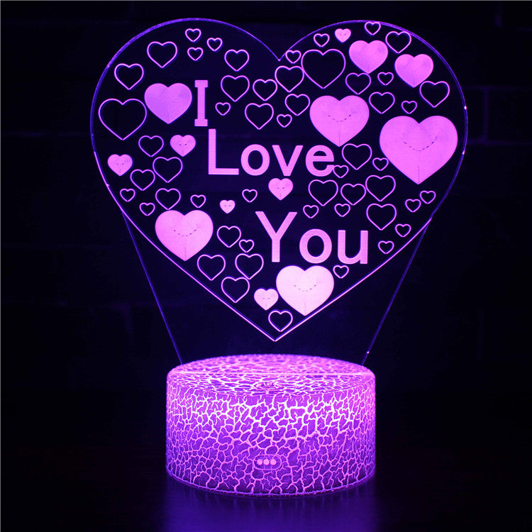 Heart Shape I Love You 3D Illusion Night Light