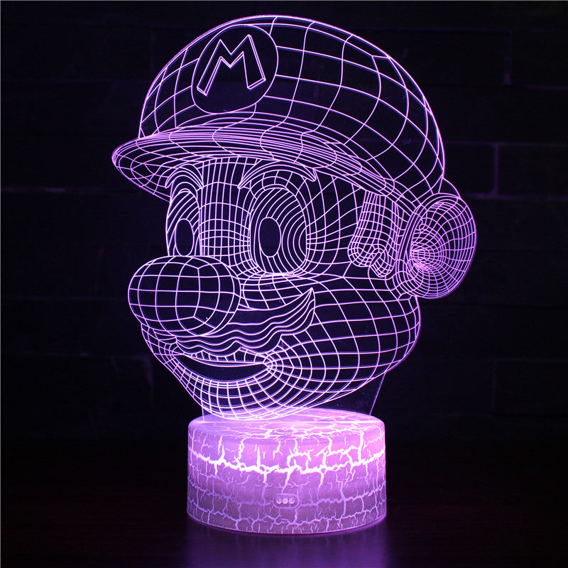 Cartoon Mario Head 3D Night Light