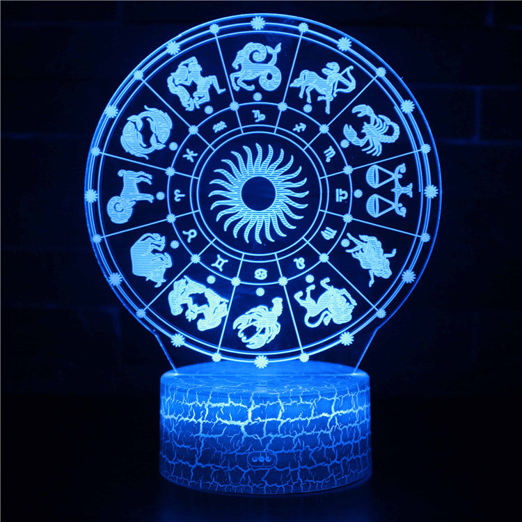 Lampe de bureau LED 3D à motif de douze constellations du zodiaque