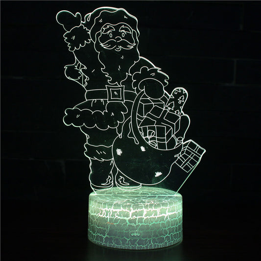 Père Noël portant un sac cadeau Lampe de table de bureau à LED 3D pour les cadeaux de Noël