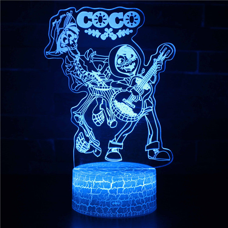 Coco Lampe, Day of The Dead Nachtlicht, 3D Illusionslampe, LED Touch Schalter, Deck Dekor