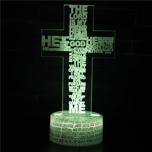 Religious Lord Quotes Cross 3D Night Light