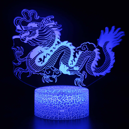 Asiatisches 3D-Nachtlicht im Drachen-Look