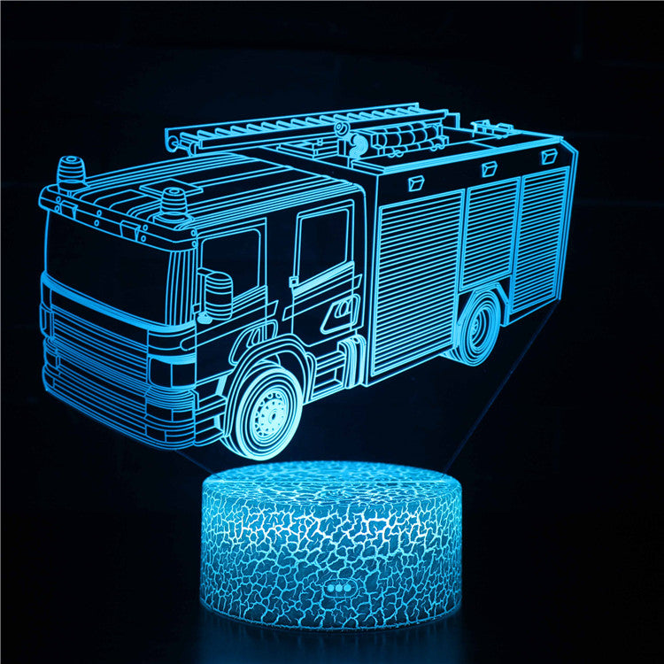 Veilleuse LED Illusion 3D pour voiture de pompier préférée des garçons